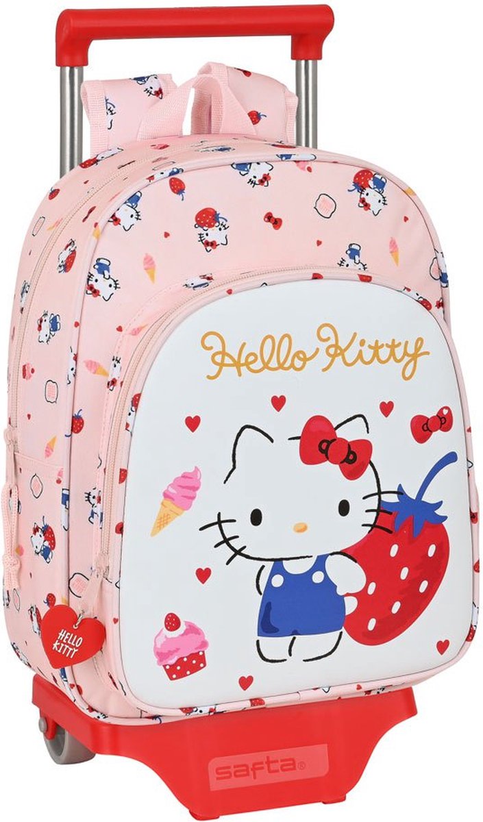 Schoolrugzak met Wielen Hello Kitty Happiness Girl Roze Wit (26 x 34 x 11 cm)
