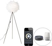 QAZQA feather - Moderne LED Smart Tripod | driepoot vloerlamp | Staande Lamp incl. wifi - 1 lichts - H 155 cm - Wit - Woonkamer | Slaapkamer | Keuken