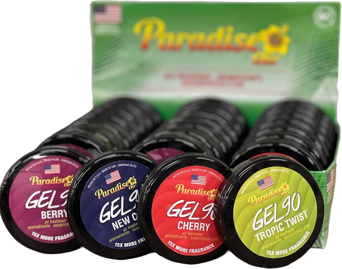 Paradise Air - Car Airfreshner - Gel90 - Display 21 stuks!!