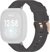 By Qubix geschikt voor Fitbit Versa 3 - Fitbit Versa 4 - Fitbit Sense 1 - Fitbit Sense 2 Canvas nylon bandje - Donkergrijs Smartwatchbandje bandje Armband Polsband Strap Band Watchband