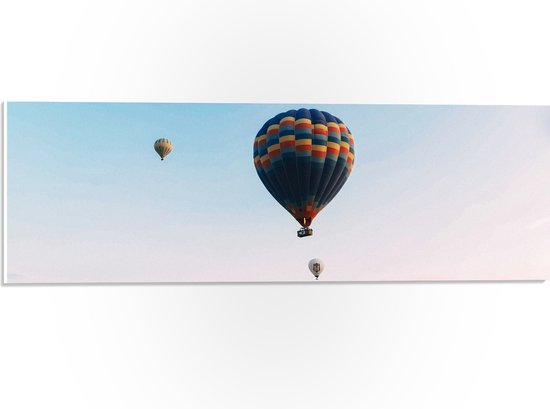 PVC Schuimplaat- Veel Luchtballonnen in Licht Roze met Blauwe Lucht - 60x20 cm Foto op PVC Schuimplaat