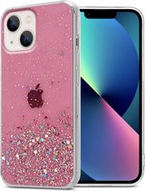 Cadorabo Hoesje geschikt voor Apple iPhone 14 PLUS in Roze met Glitter - Beschermhoes van flexibel TPU silicone met fonkelende glitters Case Cover Etui