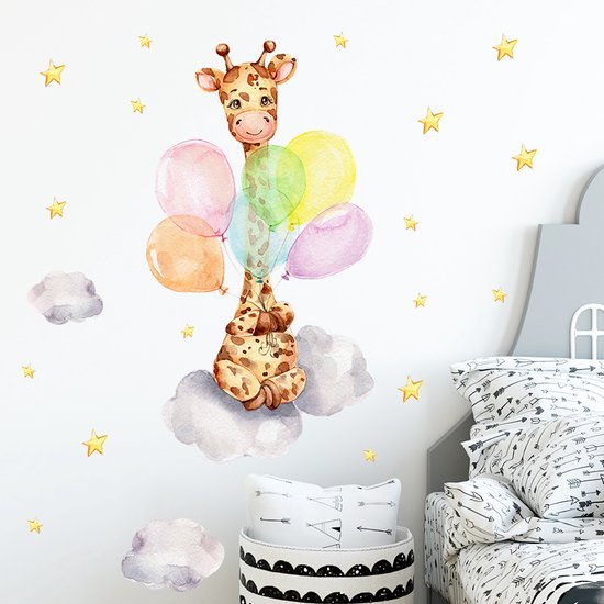 Little Deco Muurstickers muursticker kinderkamer decoratie meisje jongen dieren leeuw ballon wolken sticker baby speelkamer muurschildering