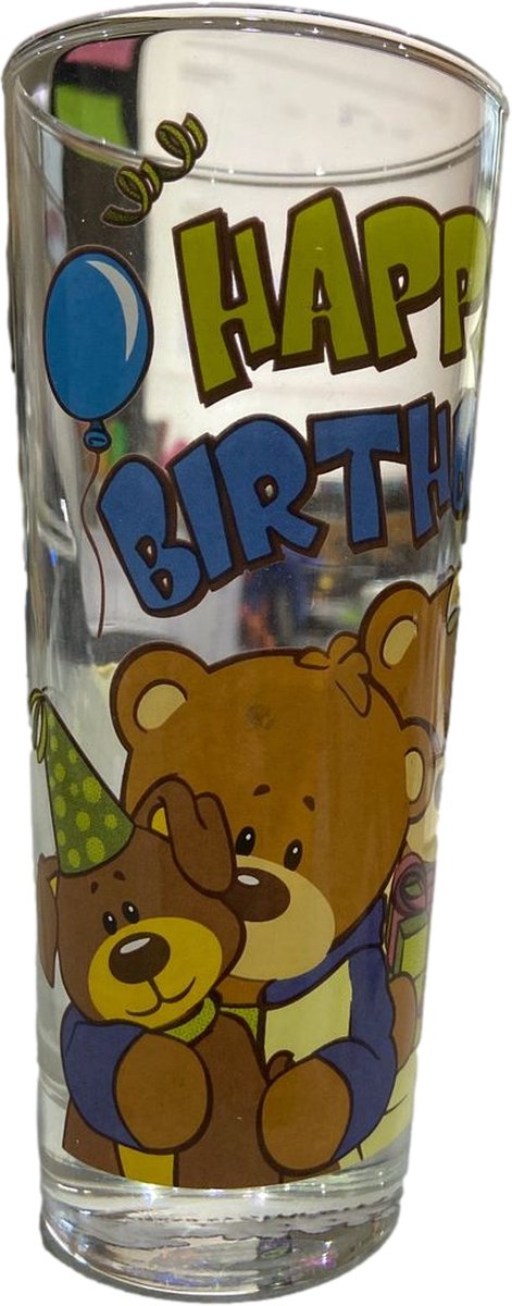 Kwikki - Happy Birthday - waterglas - drinkglas - glas - 300 ml