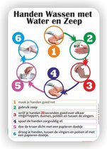 Handen wassen met water en zeep instructies sticker