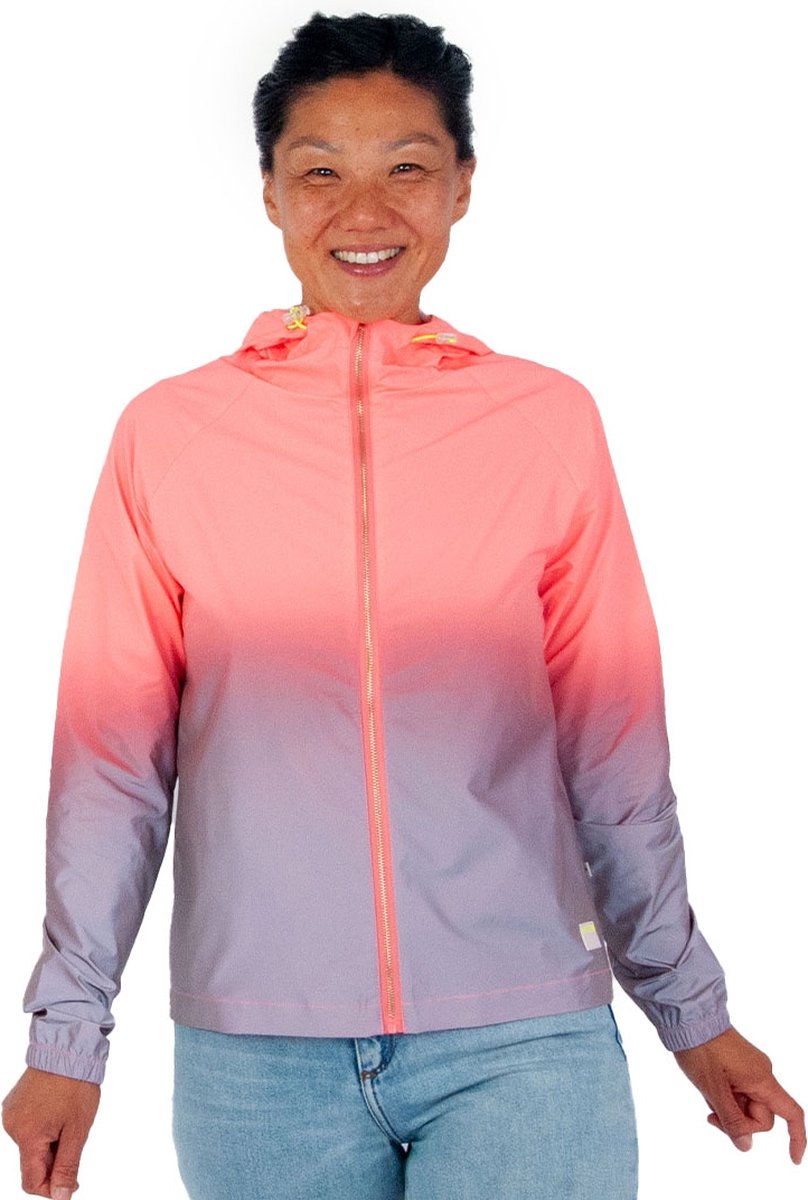 Gofluo - Reflecterende jas Billie - Met kap - Fluo - Gradient - Fietsen - Sportkleding dames - Jas - S - Coral reflective