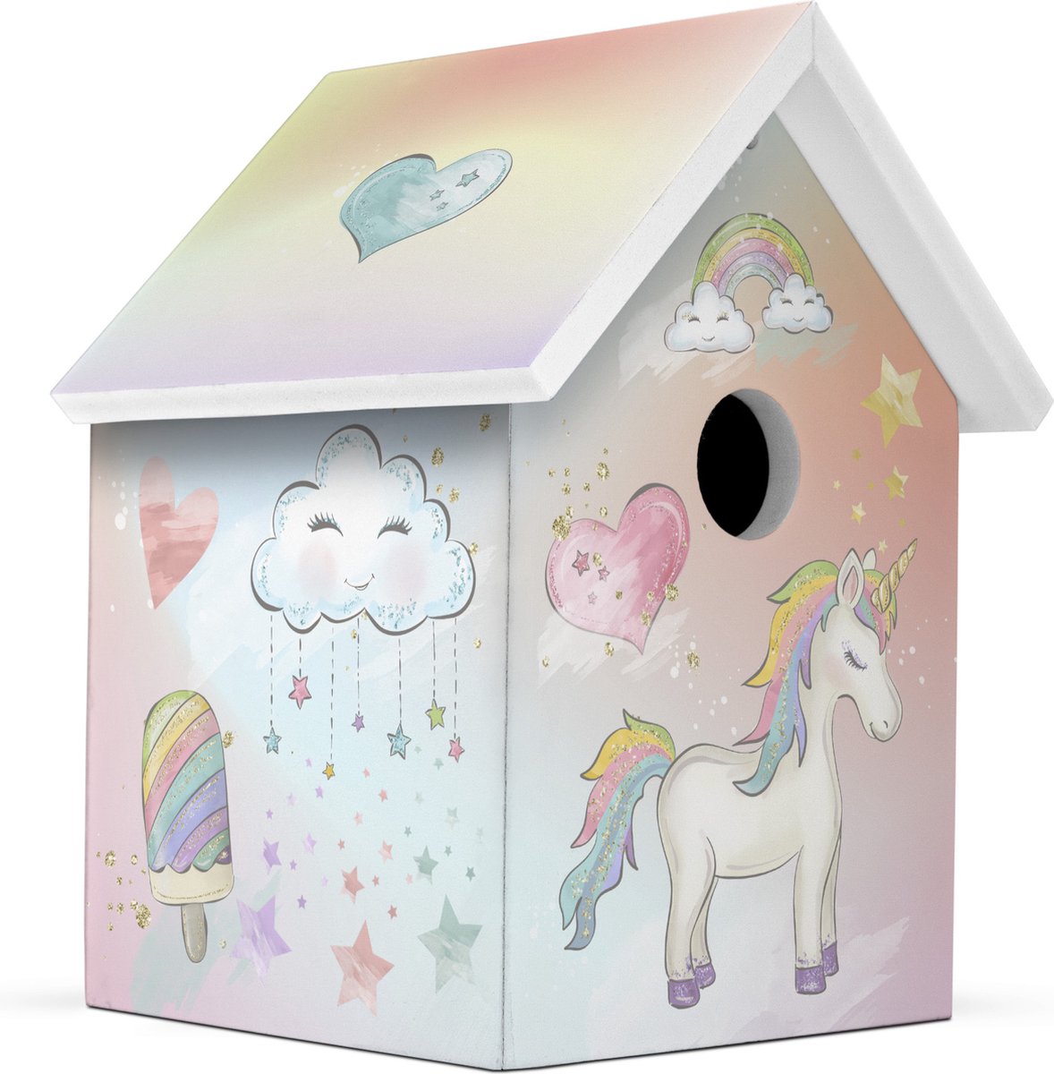 Milieuvriendelijk Vogelhuisje - Unicorn Handgemaakt - L15 x B15 x H20 cm