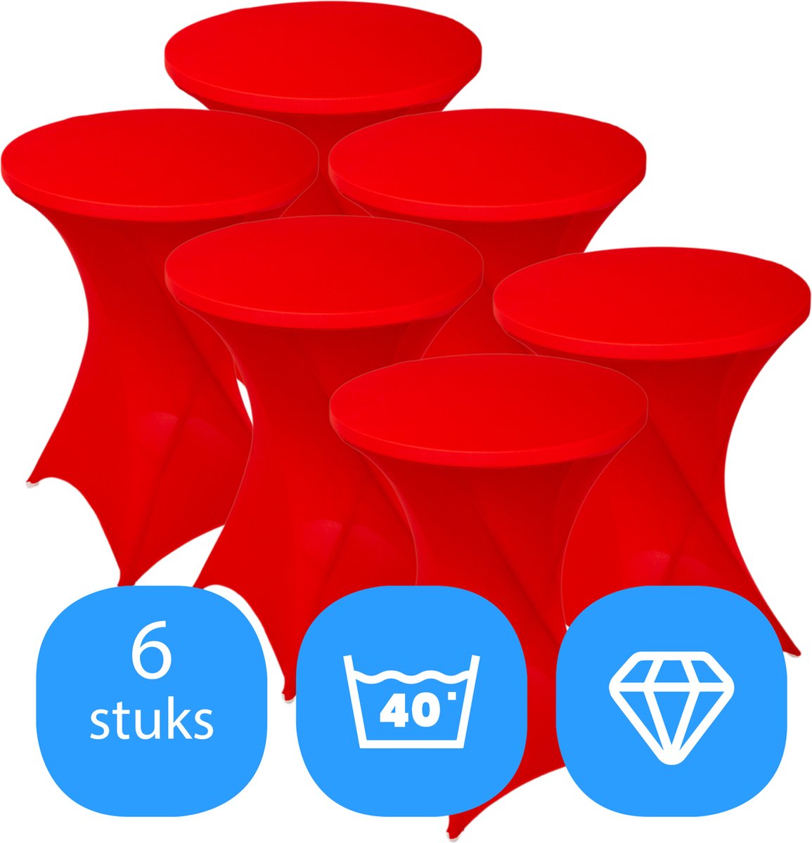 Statafelrok Rood x 6 – ∅80-85 x 110 cm – Stretch 6 stuks – Tafelrok voor Statafel – Geschikt voor Horeca Evenementen | Sta Tafel Hoes | Staantafelhoes | Cocktailparty | Trouwerij