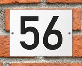 Huisnummerbord wit - Nummer 56 - standaard - 16 x 12 cm - schroeven - naambord - nummerbord - voordeur