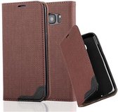 Cadorabo Hoesje geschikt voor Samsung Galaxy S7 EDGE in KASTANJES BRUIN - Beschermhoes met standfunctie en kaartvak in bastlook Book Case Cover Etui