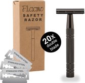 Safety Razor Scheermes + 20 Scheermesjes - Aluminium - Antraciet - Double Blade