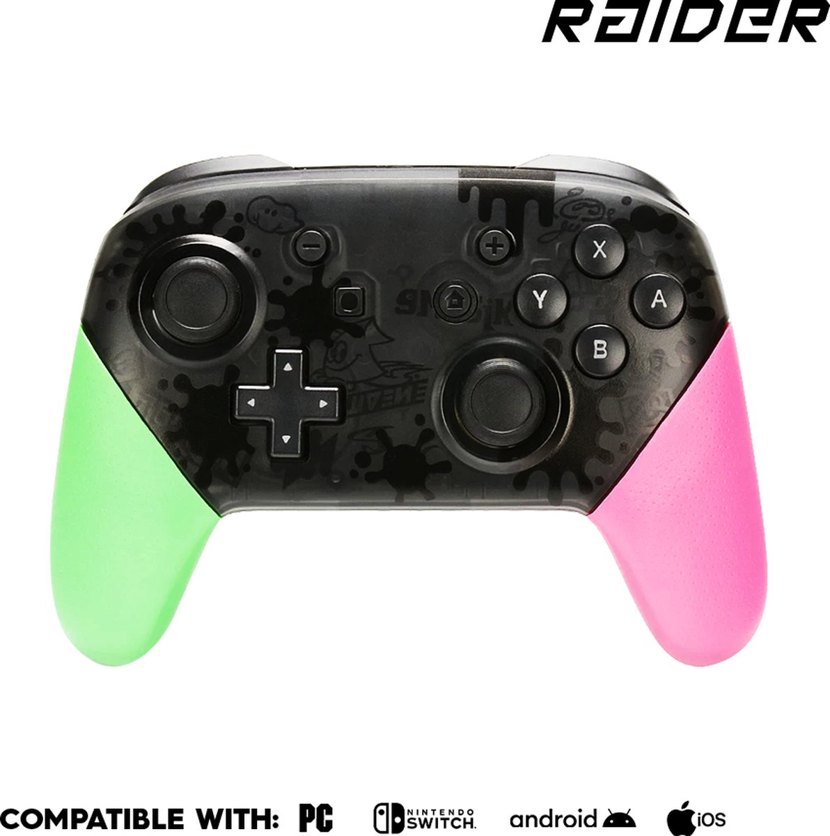 RAIDER Switch en PC PRO Controller - Geschikt voor Nintendo Switch, PC en Smartphone - Wireless Bluetooth - Rood|Groen