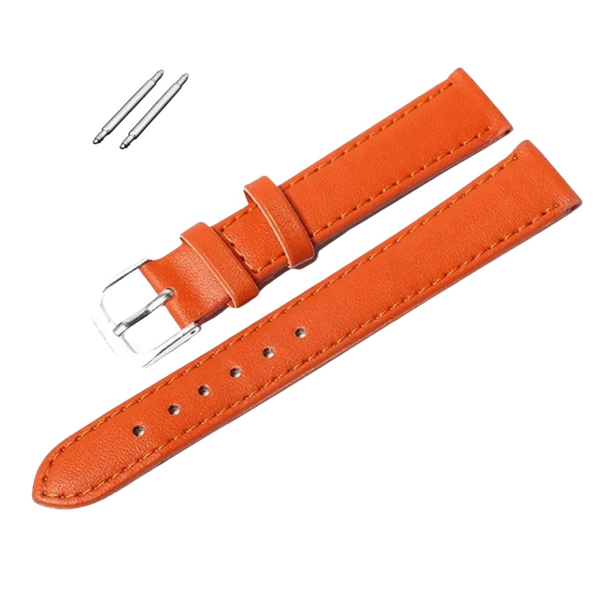 Horlogebandje- Leer- 12 mm- Oranje- Charme Bijoux