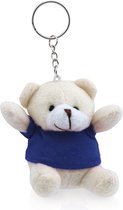 Sleutelhanger - Sleutelring - Sleutelhangers volwassenen - Teddybeer met T-shirt - Polyester - blauw