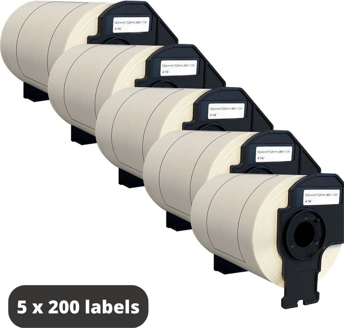 SoLMAG - Brother Compatible DK-11241 - 5 rollen - 200 Etiketten per rol - 102 x 152 mm - Groot Verzendlabel - Papier - Zwart op Wit – Labelprinterrollen