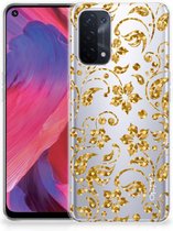 Telefoonhoesje OPPO A74 5G | A54 5G Back Cover Siliconen Hoesje Gouden Bloemen