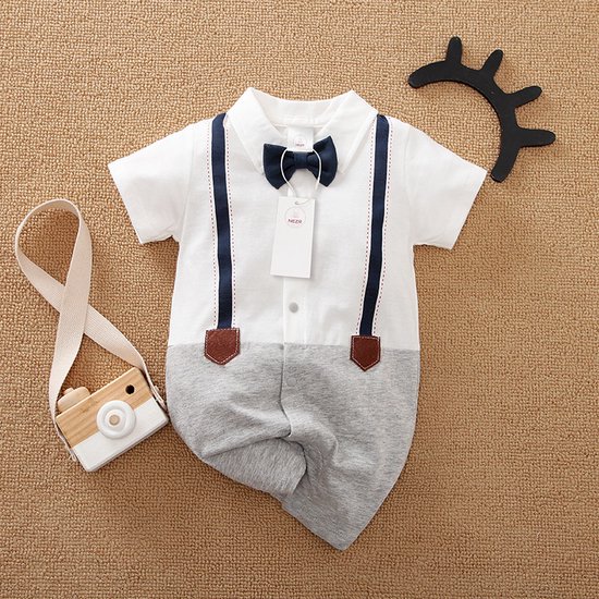 Nouveau-né - Vêtements de Bébé Garçons - Cadeau de Bébé - Cadeau de maternité - Ensemble barboteuse - Coffret cadeau de douche de bébé 2/pièce avec nœud - 0-3 mois
