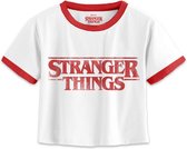 Stranger Things Crop top -M- Distressed Logo Wit