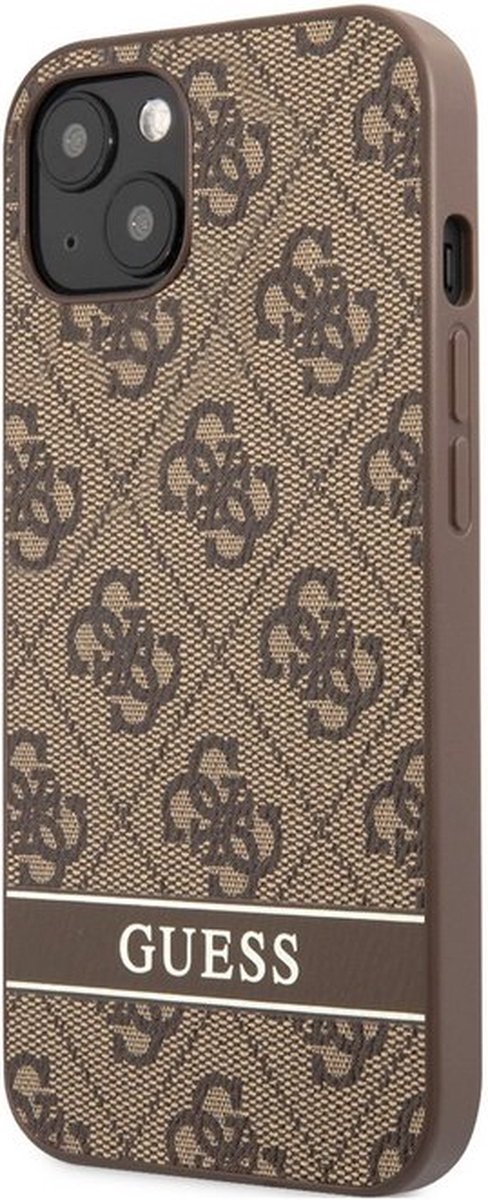 Guess 4G Printed Stripe Back Case voor geschikt voor Apple iPhone 13 (6.1") - Bruin