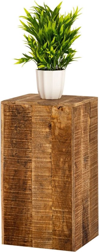 MS FACTORY Massief Eiken Blok - Kubus - Log - Hulptafel, Decoratieve Kolom, Houten Steun, Tafel, Bloemenvaas, Nachtkastje - 15 x 15 x 40 cm
