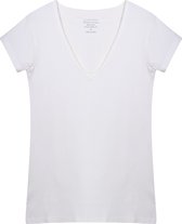 Claesen's® - Dames V-Neck T-Shirt SS - Wit - 95% Katoen - 5% Lycra