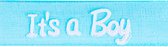 Blauw lint | tekst witte letters It's a boy | lengte ca. 10 meter