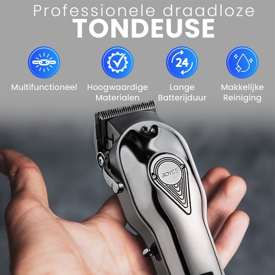 Professionele Tondeuse - Tondeuse Mannen - Draadloze Tondeuse - Tondeuse hoofdhaar - Haartrimmer - Tondeuses - Zilver - Trimmer Mannen - Complete Set
