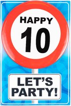 Happy age card 10 jaar (wenskaart met Button)