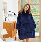 The Blanky Hoodie - Couverture à capuche - Huggle Hoodie - Snuggie - Blanket à capuche - Bleu foncé - Blauw
