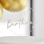 Happy Birthday' - Transparant Wit