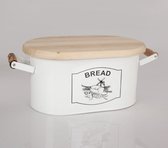 Eurostockdeals - Boîte à pain Industrial - Boîte à pain avec planche à découper - Rangement du pain - Métal - Bois - Crème