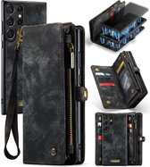 Étui Samsung Galaxy S23 Ultra Bookcase hoesje - CaseMe - Zwart uni - Cuir - Portefeuille avec 11 emplacements pour cartes et poche zippée
