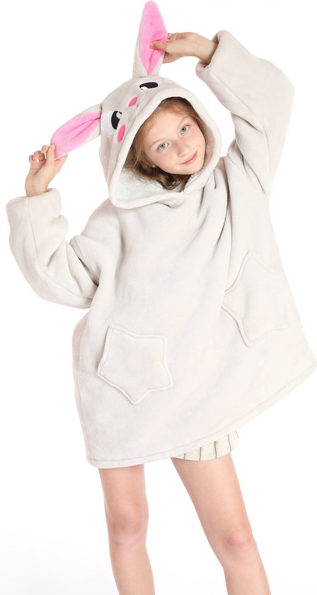 || KIDS || Hoodie Blanket || oversized deken | | capuchon deken || winter trui || Slaapkleding || Rabbit Beige ||