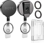 BOTC Sleutelhanger - Badgehouder Set van 2 - Uittrekbare Sleutelhanger met Clip - Sleutels met Terugslag Riem - Zwart