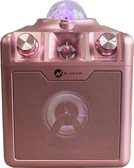 N-Gear Block Party 602 Space Grey draagbare Bluetooth party speaker, 50 W RMS / 300 W piek, 6 (15 cm) woofer, 2 microfoons, LED-verlichting, USB/ microSD/AUX, accu 4–6 u, licht en compact