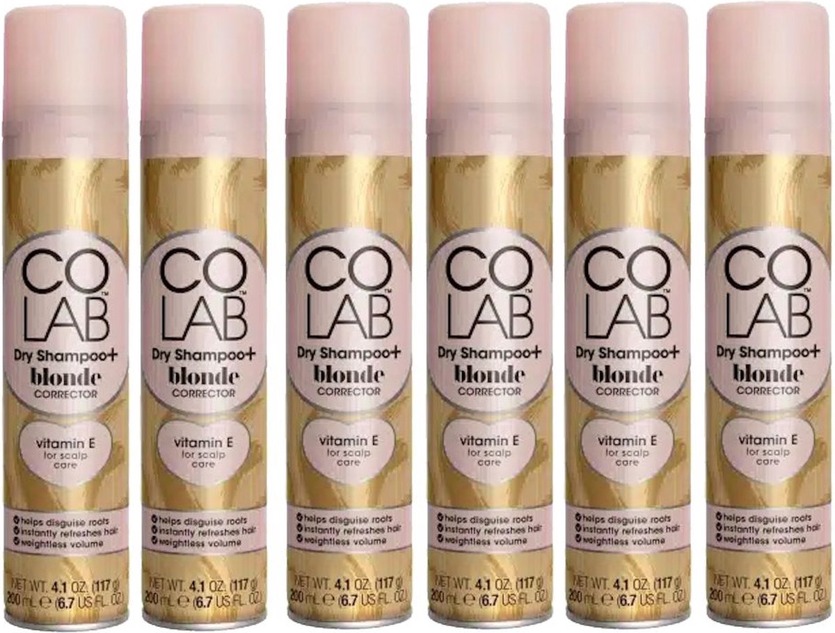 COLAB - Dry Shampoo+ Blonde Corrector - 6 Pak - Voordeelverpakking - Haar uitgroei spray