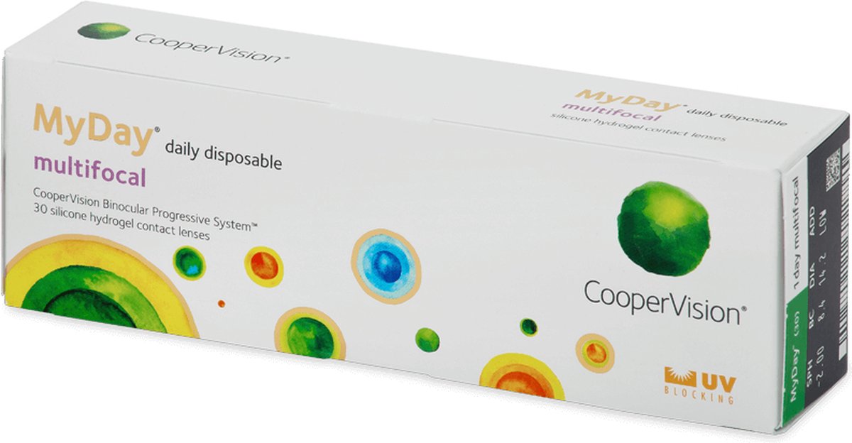 MyDay daily disposable multifocal (30 lenzen) Sterkte: +3.00, BC: 8.40, DIA: 14.20, ADD sterkte: Low (+0.75D - +1.25D)