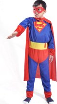 Superman verkleedkostuum + cape en masker voor kinderen - maat L 130-140 cm - Carnaval, Halloween en verjaardag pak kids suit