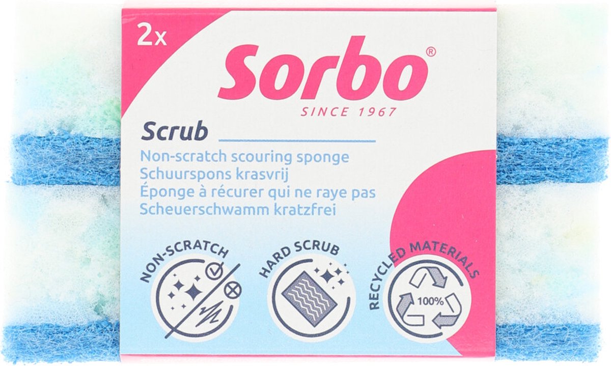 Sorbo Recycled schuurspons krasvrij 2st