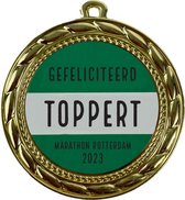 Medaille goud gefeliciteerd toppert, Marathon Rotterdam 2023