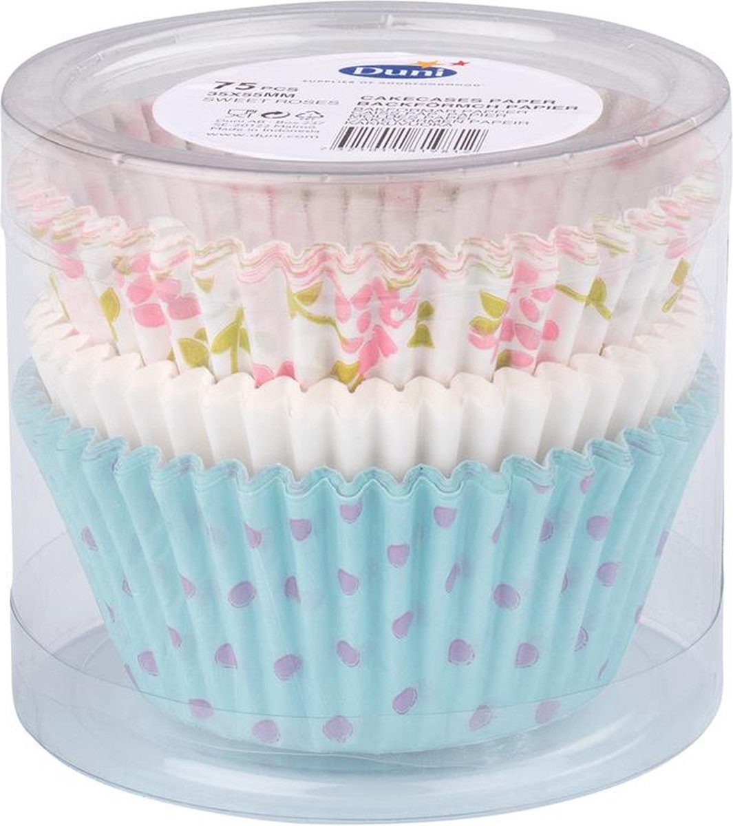 Duni Cupcakevormpjes Sweet Roses Ø5,5cm koker a 75 stuks