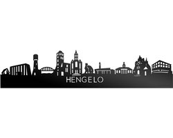 Skyline Hengelo Zwart Glanzend - 100 cm - Woondecoratie - Wanddecoratie - Meer steden beschikbaar - Woonkamer idee - City Art - Steden kunst - Cadeau voor hem - Cadeau voor haar - Jubileum - Trouwerij - WoodWideCities