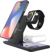Chargeur sans fil 3-en-1 Innova Essentials (chargeur rapide 15W) - iPhone 12 & 13 - Apple iWatch - Airpods & Pro - Galaxy Buds - Chargeur sans fil Qi Station Phone GSM - Samsung - Android