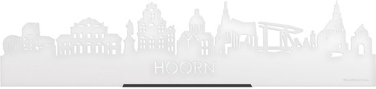 Standing Skyline Hoorn Wit Glanzend - 40 cm - Woon decoratie om neer te zetten en om op te hangen - Meer steden beschikbaar - Cadeau voor hem - Cadeau voor haar - Jubileum - Verjaardag - Housewarming - Aandenken aan stad - WoodWideCities