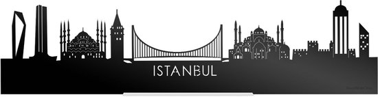 Standing Skyline Istanbul Zwart Glanzend - 40 cm - Woon decoratie om neer te zetten en om op te hangen - Meer steden beschikbaar - Cadeau voor hem - Cadeau voor haar - Jubileum - Verjaardag - Housewarming - Aandenken aan stad - WoodWideCities