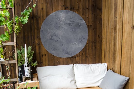 Garden Circle Ardoise - Béton - Rétro - Structures - Grijs - Rustique - 90x90 cm - Affiche de Jardin Ronde - Extérieur