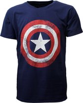 Marvel Comics Captain America Distorted Schild T-Shirt Blauw