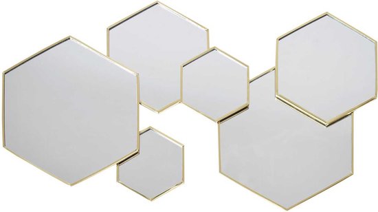 Wanddecoratie Wandspiegel Diamond 7-in-1 Metaal 57x35x2 cm - Goud