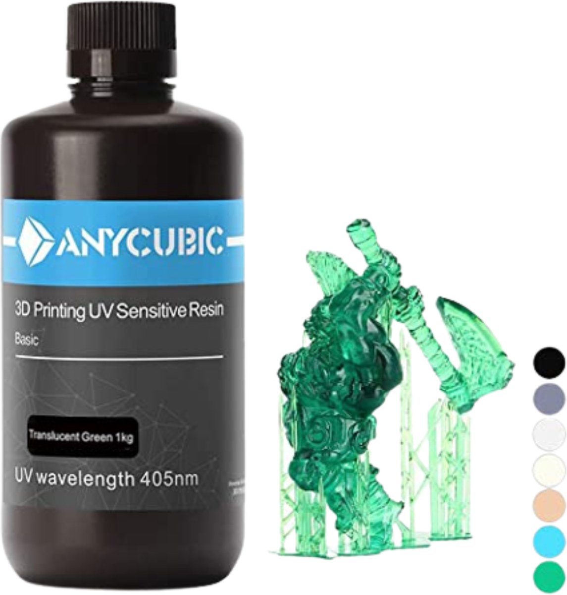 Anycubic SLA 3D Printer Resin - 1 Liter - 3D Printer Filament - 7 Verschillende Kleuren - Transparant Groen