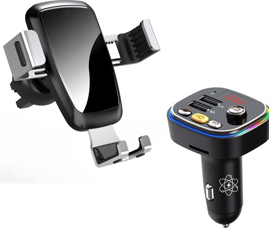 Slimtron C08 Autohouder + C20 FM Transmitter - Autoset - Gravity autohouder - Bluetooth Transmitter - Micro SD